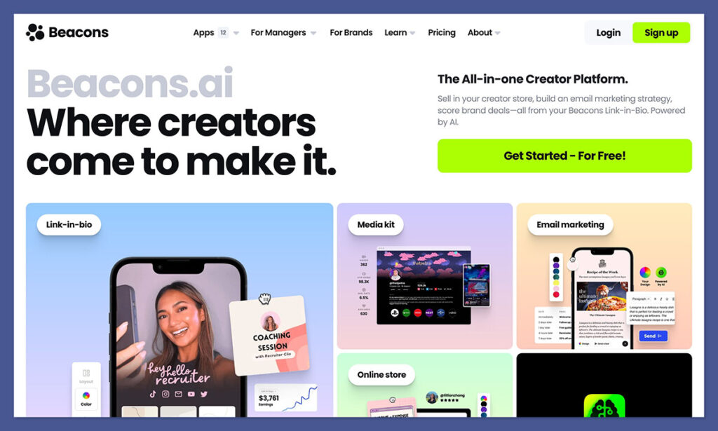 Beacons.ai dashboard interface