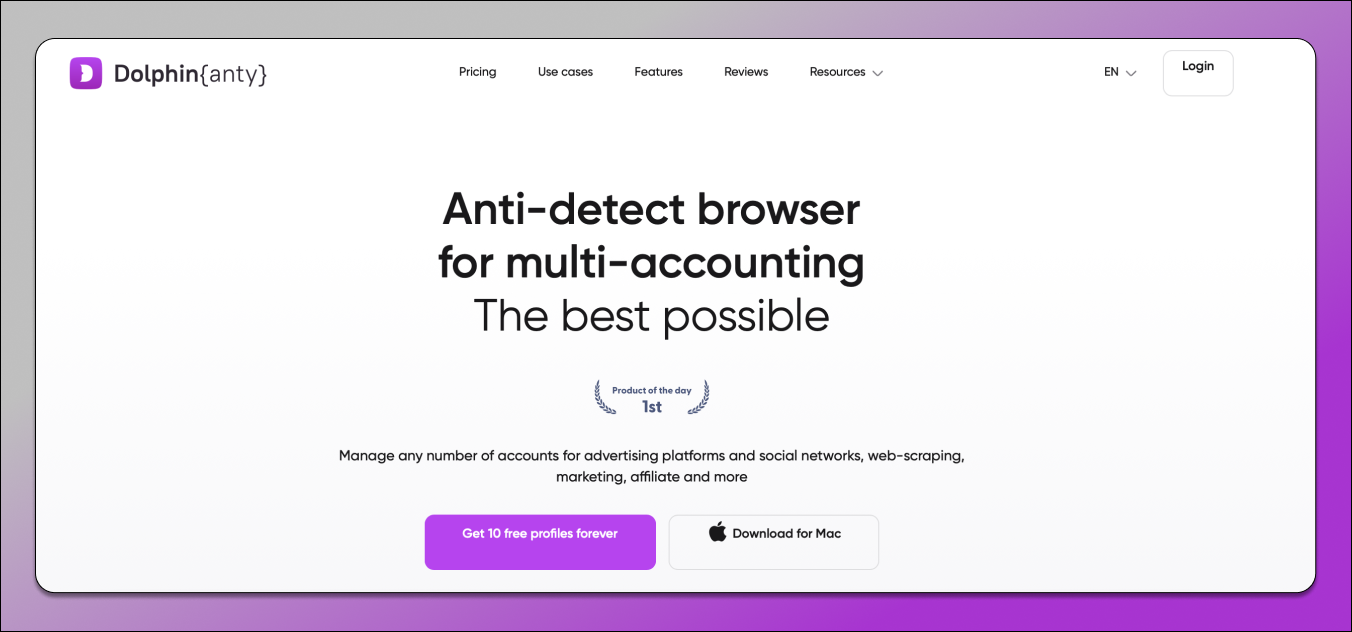 Dolphin Anty interface