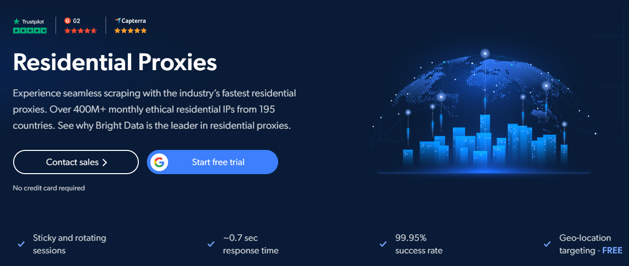 Bright Data residential proxies 400M+ IPs from 195 countries