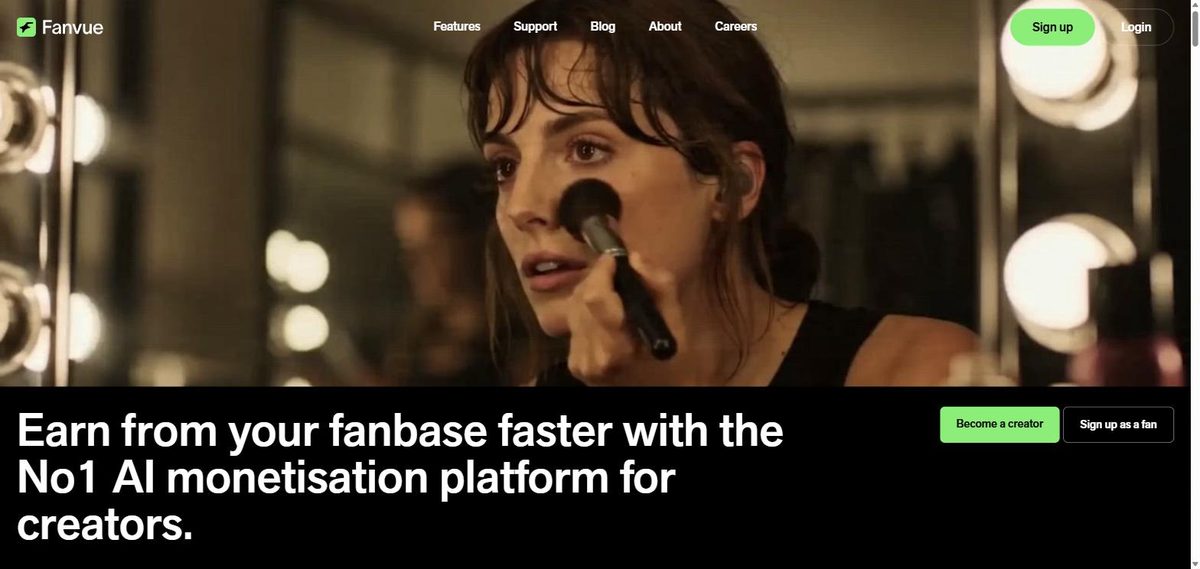 Fanvue homepage 2026, AI monetisation platform and OnlyFans alternative