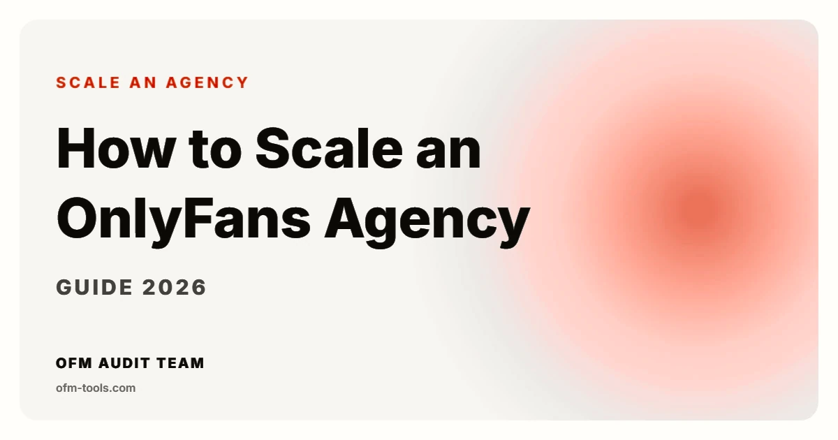 Cover card: how to scale an OnlyFans agency from 1 to 20+ creators, 2026 guide by the OFM Audit Team on ofm-tools.com