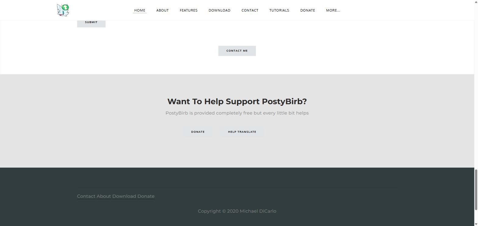PostyBirb official site July 2026: PostyBirb is provided completely free but every little bit helps, with donate and help translate buttons