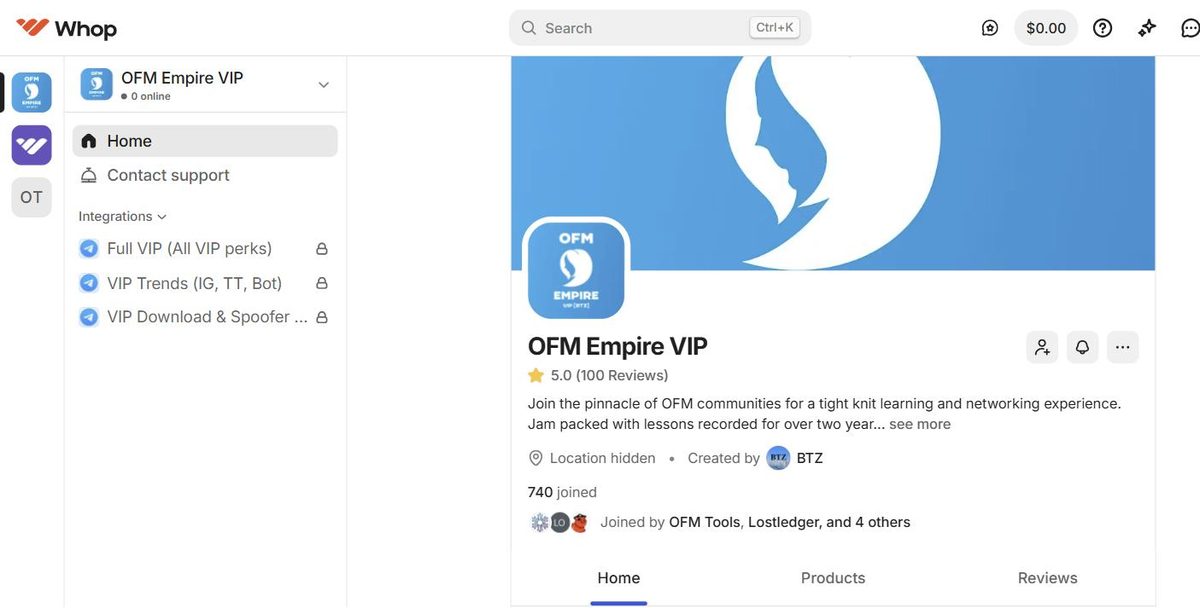 OFM Empire VIP homepage